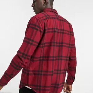 HOLLISTER Red & Black Cotton Heavy Flannel Shirt - Size M